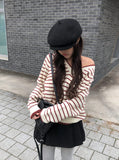 Toto Stripe V-neck Loose Fit Long Sleeve Knit