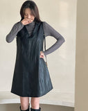 Cadell Layered See-Through Polar T-Shirt and Leather One Piece Set