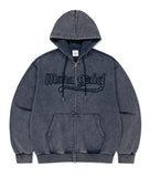 WASHED CUT OFF APPLIQUE HOOD ZIP UP