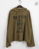 Whatever Brushed Ribbed Boxy Lettering Hood T-Shirt