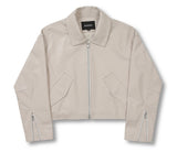 Lambskin Crop Minimal Single Rider Jacket