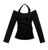 Drape Cowl Neck Halter Off-Shoulder