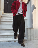 Gridane Belt Pintuck Wool Slacks