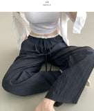 Rustling Color Matching Ice Wide Slacks Banding Pants