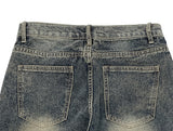 Number Washing Wide Denim Pants
