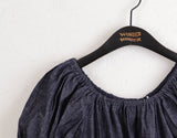 Minen Denim Off Shoulder Cropped Short Sleeve Blouse