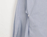 Wav Stripe Slim Button Shirring Cotton Two-Way Long Sleeve Shirt