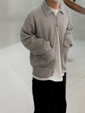 Coma collar knit zip-up