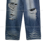 Depot damage embossed wide denim