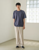 Slub Half U-Neck Short Sleeve T-Shirt