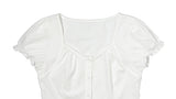 Ward Cotton Lace Puff Short Sleeve Blouse