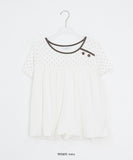 Nata Button Dot Raglan Short Sleeve Tee