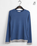 Arts Color Matching Layered All-in-one Crop Long Sleeve T-Shirt