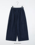 Hakuya banding dot wide denim pants