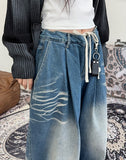 Loose cat-washed pocket denim pants