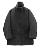 High-neck quilted adjust wool half coat