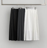 Summer Unbalanced Pintuck A-line Poly Long Skirt
