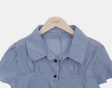 Shukong Check Short Sleeve Blouse
