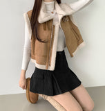 Corduroy Fleece Brushed A-line Pleated Winter Pants Skirt