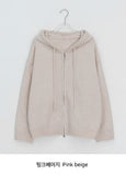 Giten Color Wool Hood Zip-Up Knit Cardigan