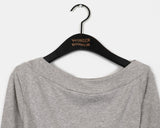 Yubeu One Off Shoulder Button Slit T-Shirt