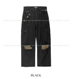 Stopper Damage Cargo Wide Denim Pants