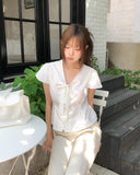 Enne Dot Ribbon Pintuck Blouse
