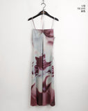 Reva Tie Dye Printed Shirring Strap Long One Piece
