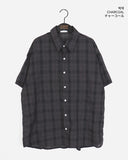 Rona Linen Wrinkle Overfit Check Short Sleeve Shirt