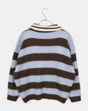 Keru stripe color matching collar knit
