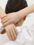 Essence Silver Moissanite Full Pave Slim Bangle