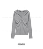 Leon V-Neck Button Slim Hoodie