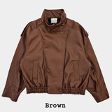 Saint High-Neck Unbalance Leather Jacket