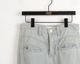Washed Pocket Cargo Light Blue Long Wide Denim Pants