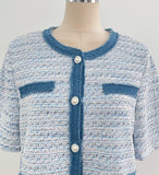 Tune Round Color Matching Short Sleeve Tweed Jacket