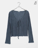 Rumi wrinkle see-through ribbon cardigan