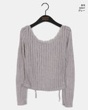 Eldi See-Through Ribbon Halter Strap Cropped Long-Sleeved T-Shirt