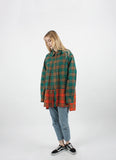 Heavy Overfit Check Colorblock Shirt