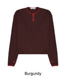 Leto Waffle Henley Neck Ringer Tee
