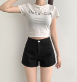 Slim-line fit A-line Fit Black Basic Cotton Shorts