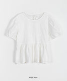 Lingo Lace Ribbon Shirring Blouse