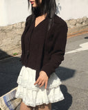 Pobo suede velvet lace tiered mini skirt