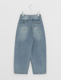 [unisex] Sieon Pocket Curved Wide Denim Pants