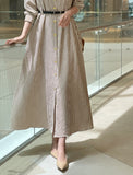 Drian Striped Collar Shirt Long Dress (BeltSet)