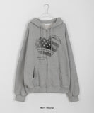 Melka Heart Printing Hood Zip-Up
