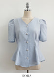 Benzel V-neck Peplum Blouse
