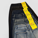 Basic Wide Fit Washing Banding Span Heated Fabric Brushed Denim Pants