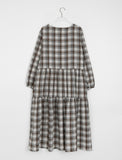 Sui Shirring Flare Check Long One Piece