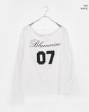 Marill Number Lettering Printed One-Off Shoulder Long Sleeve T-Shirt