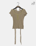 [Scarf set] Srin lace button short sleeve t-shirt
